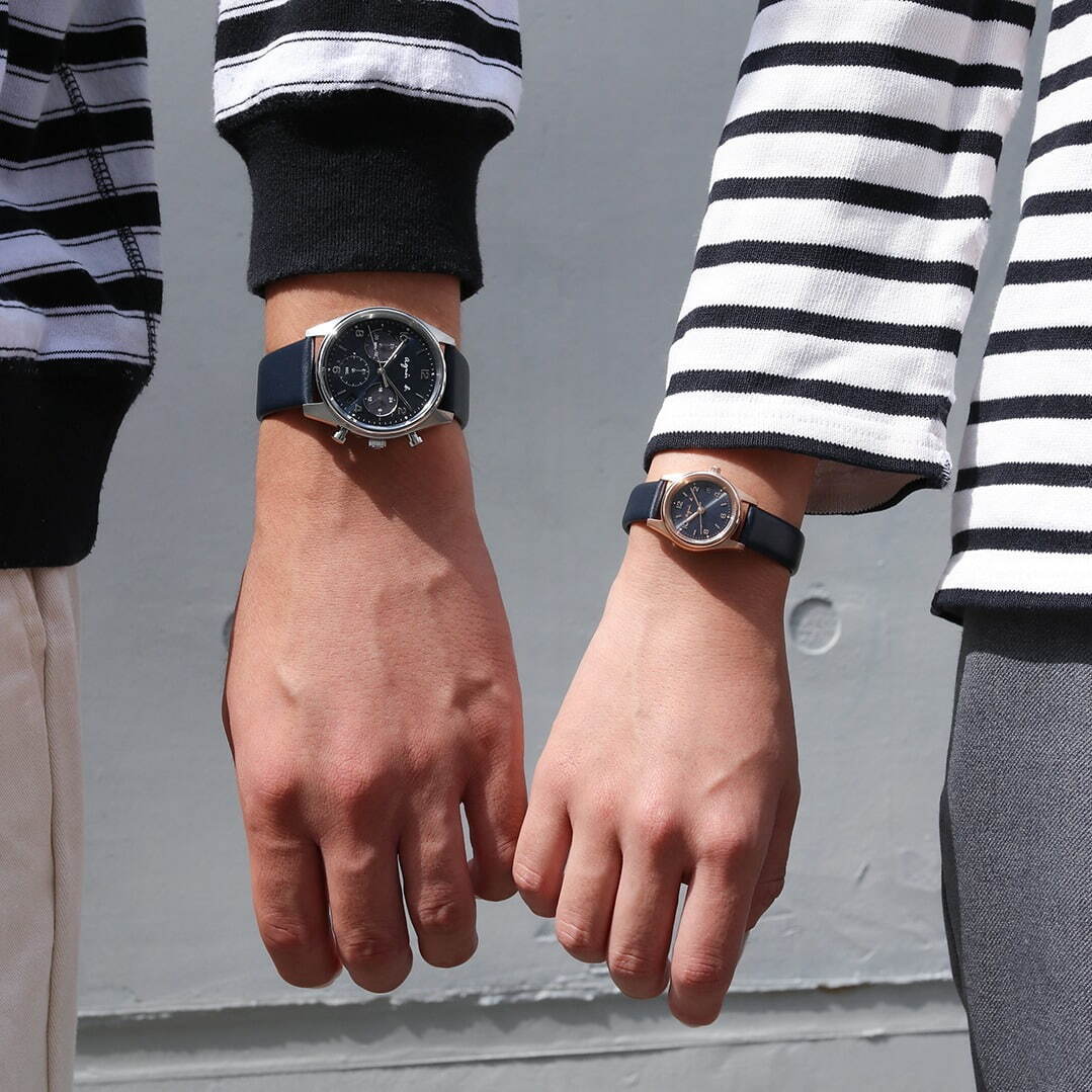 アニエスベー×チックタックのペア腕時計、“ネイビー”の限定カラーで彩るダイヤル＆レザーストラップ｜写真2