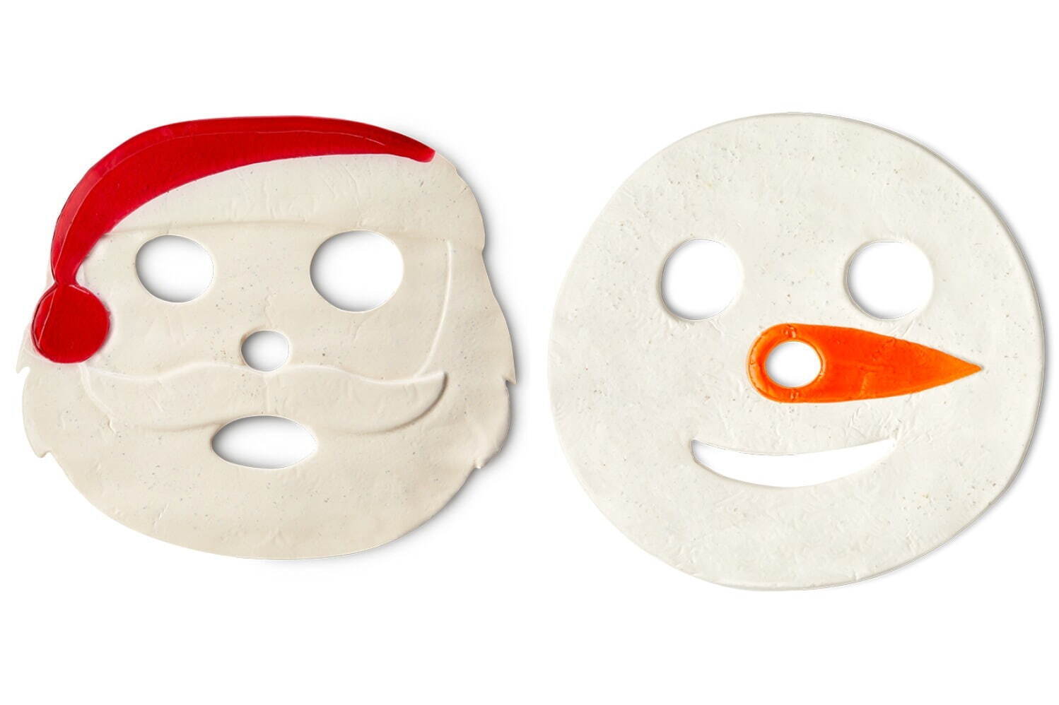 左から)ファーザークリスマス(シートマスク) 110g 1,500円、スノーマンマスク(シートマスク) 100g 1,500円