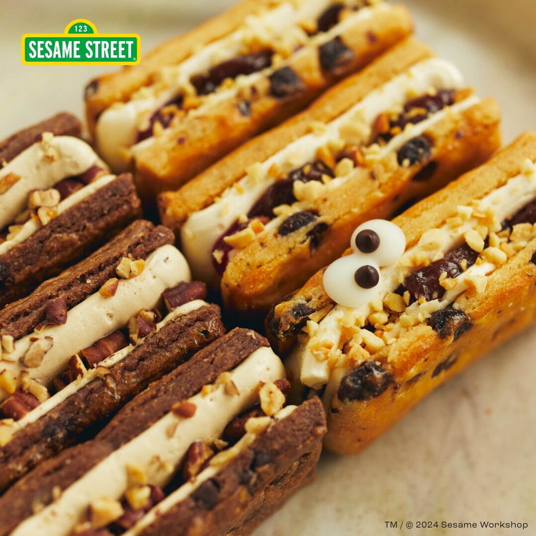 「セサミストリート」×ノー・レーズン・サンドイッチ、クッキーモンスター着想チョコチップクッキーサンド｜写真4