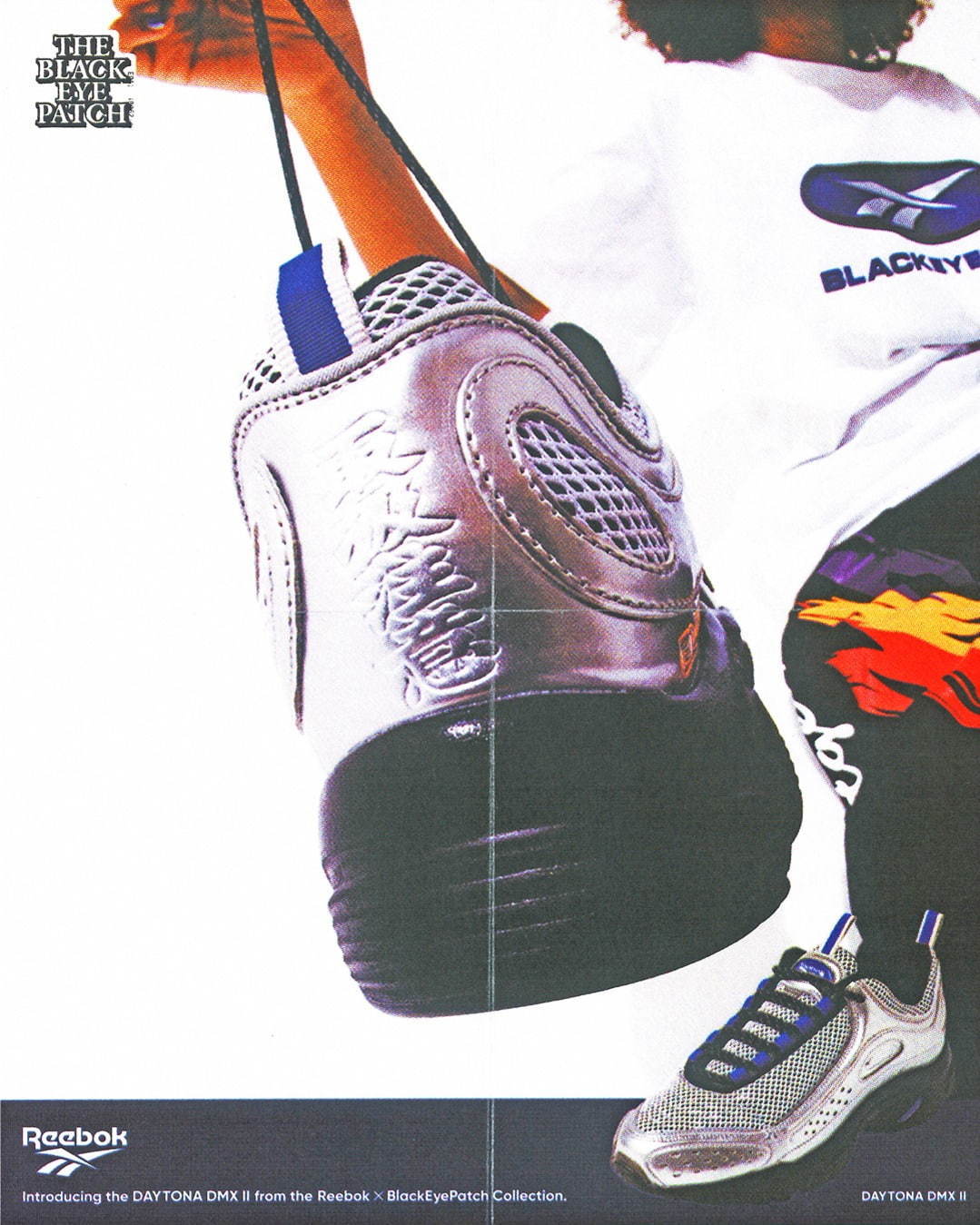 リーボック クラシック×ブラックアイパッチ、90年代バッシュ着想“取扱注意”ロゴのシルバースニーカー｜写真6