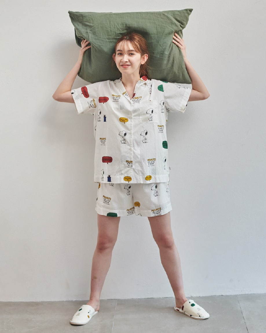 ジェラート ピケ×ピーナッツ、ポップなスヌーピー柄シャツパジャマやロゴ入りルームウェア｜写真11