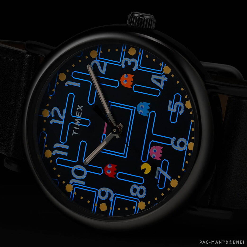 タイメックス×パックマンの腕時計、暗闇で数字や模様が浮かび上がる“光る文字盤”仕様｜写真1
