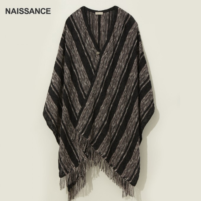 NAISSANCE Striped Knit Shawl 1