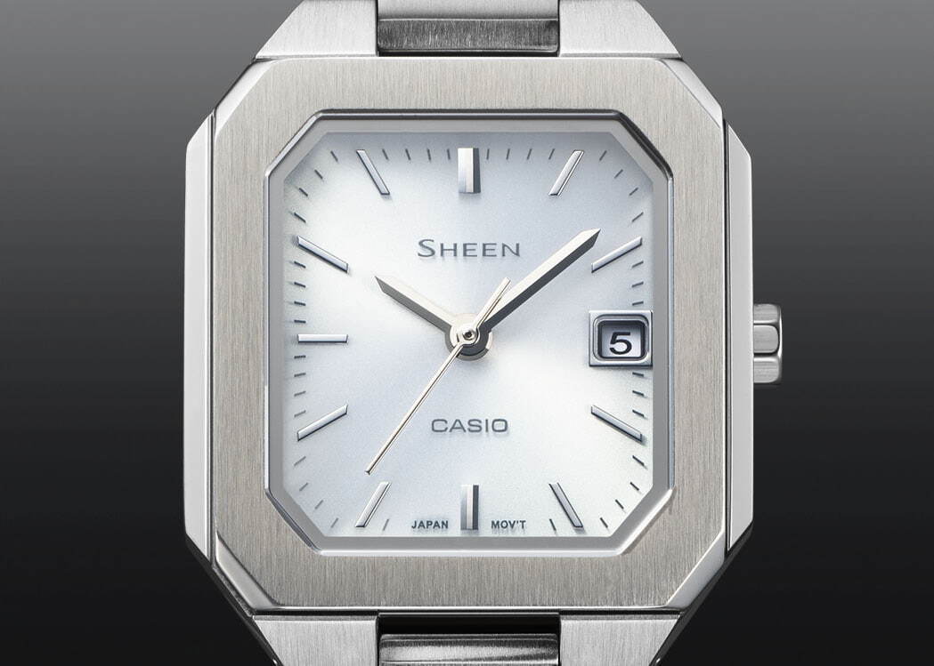 カシオのレディース腕時計「シーン」に新作、“ヘアライン仕上げ”の 