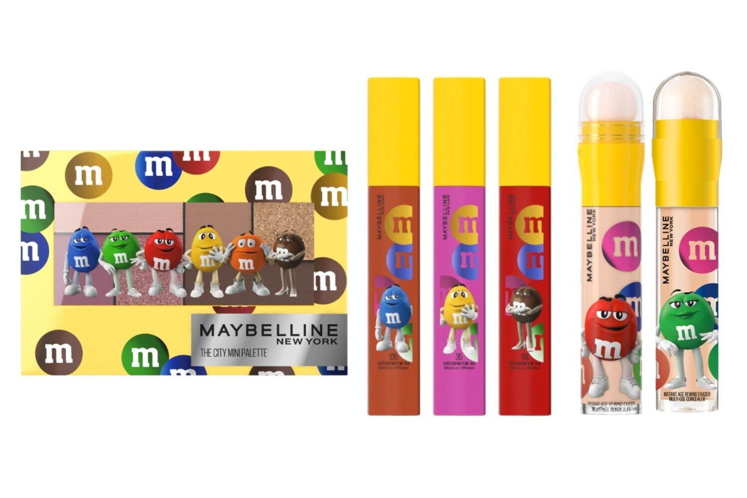 メイベリン ニューヨーク×人気チョコ「M&M'S」、コラボパッケージの