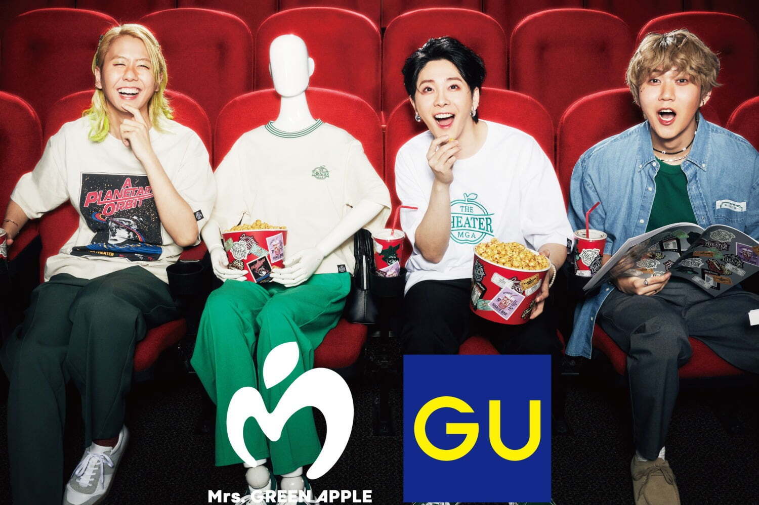 GU×Mrs. GREEN APPLE、“シネマスケジュール風”Tシャツやチケット