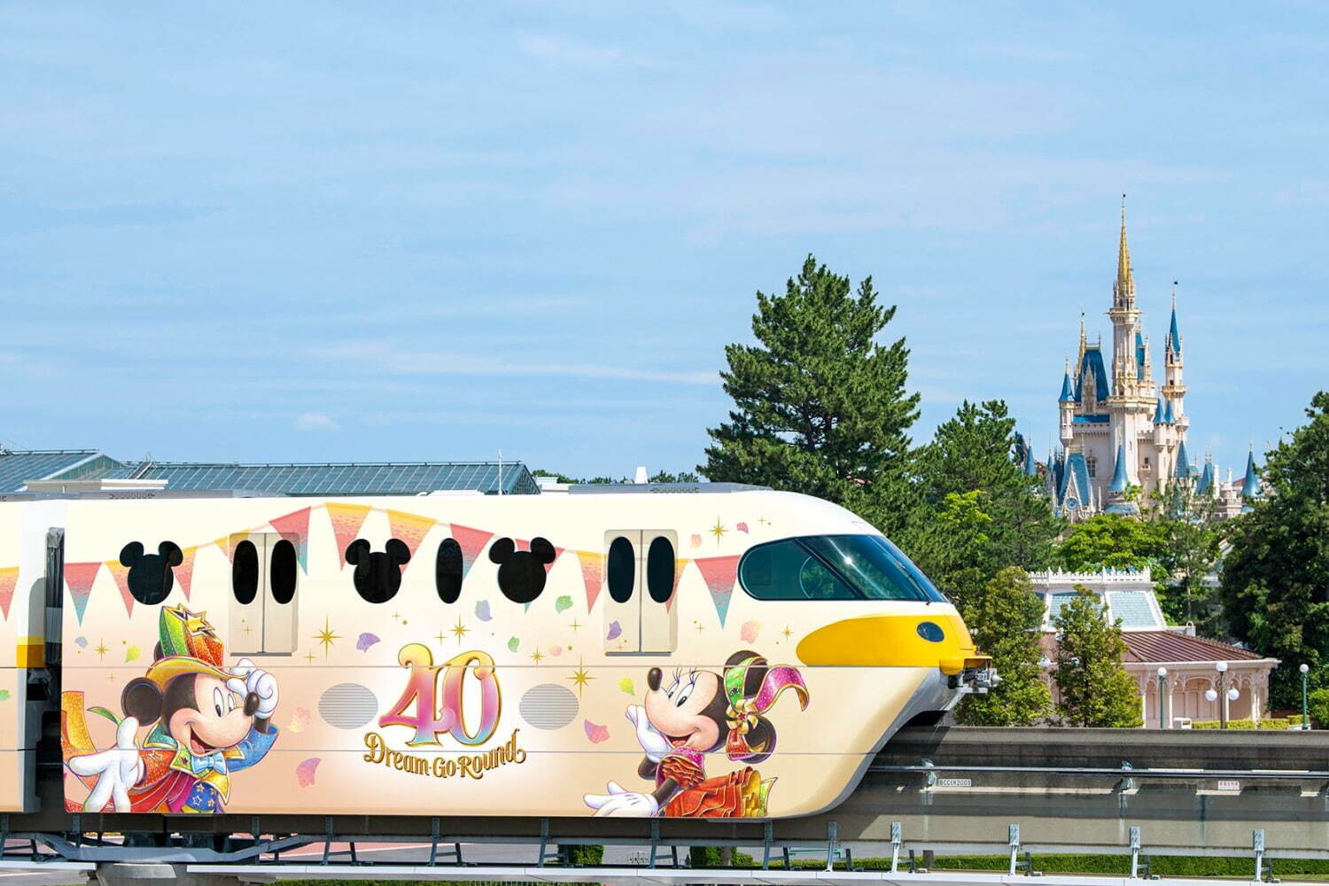 東京ディズニーリゾートに40周年記念ラッピングモノレールが運行、限定