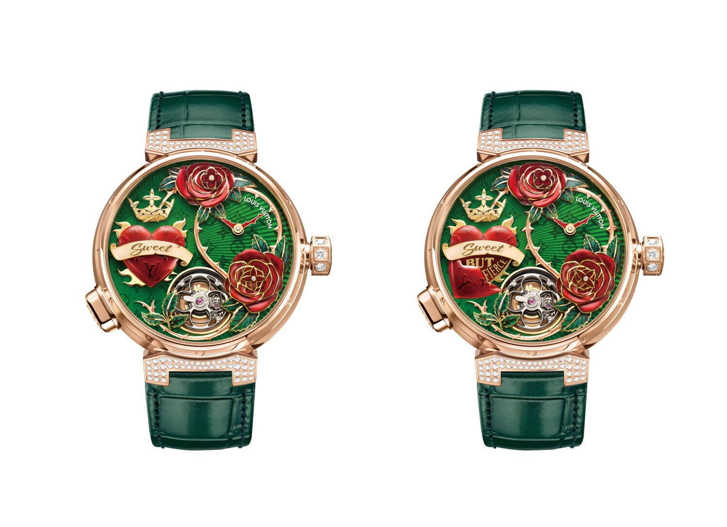 ルイ・ヴィトン新作腕時計“薔薇×ハートモチーフ”、棘付きの針や