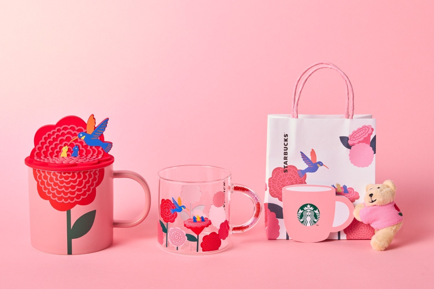 スターバックス「母の日」グッズ、カーネーションの花＆ハチドリ