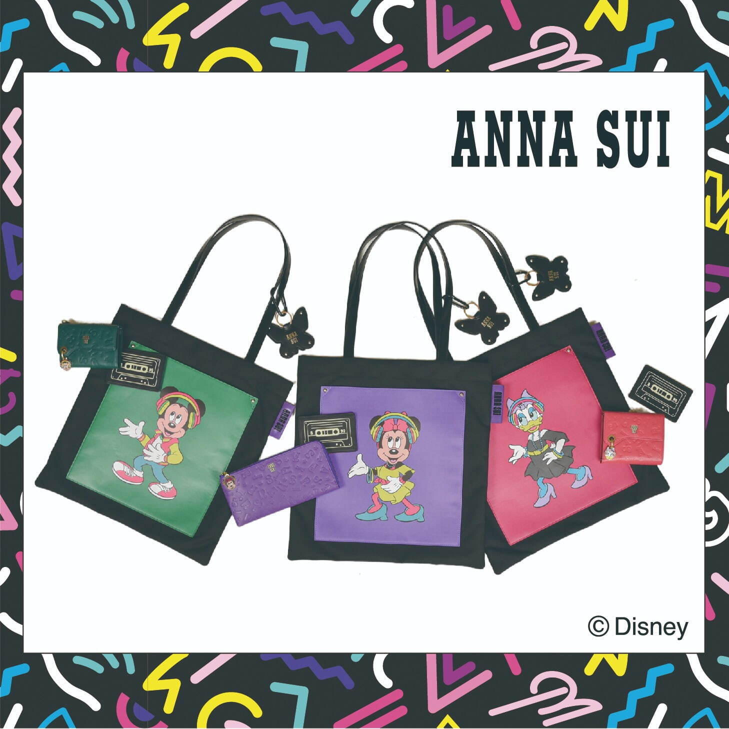 アナ スイ“ディズニーキャラクター”のトートバッグや財布、ヘッドフォンをしたミッキー＆ミニー - ファッションプレス