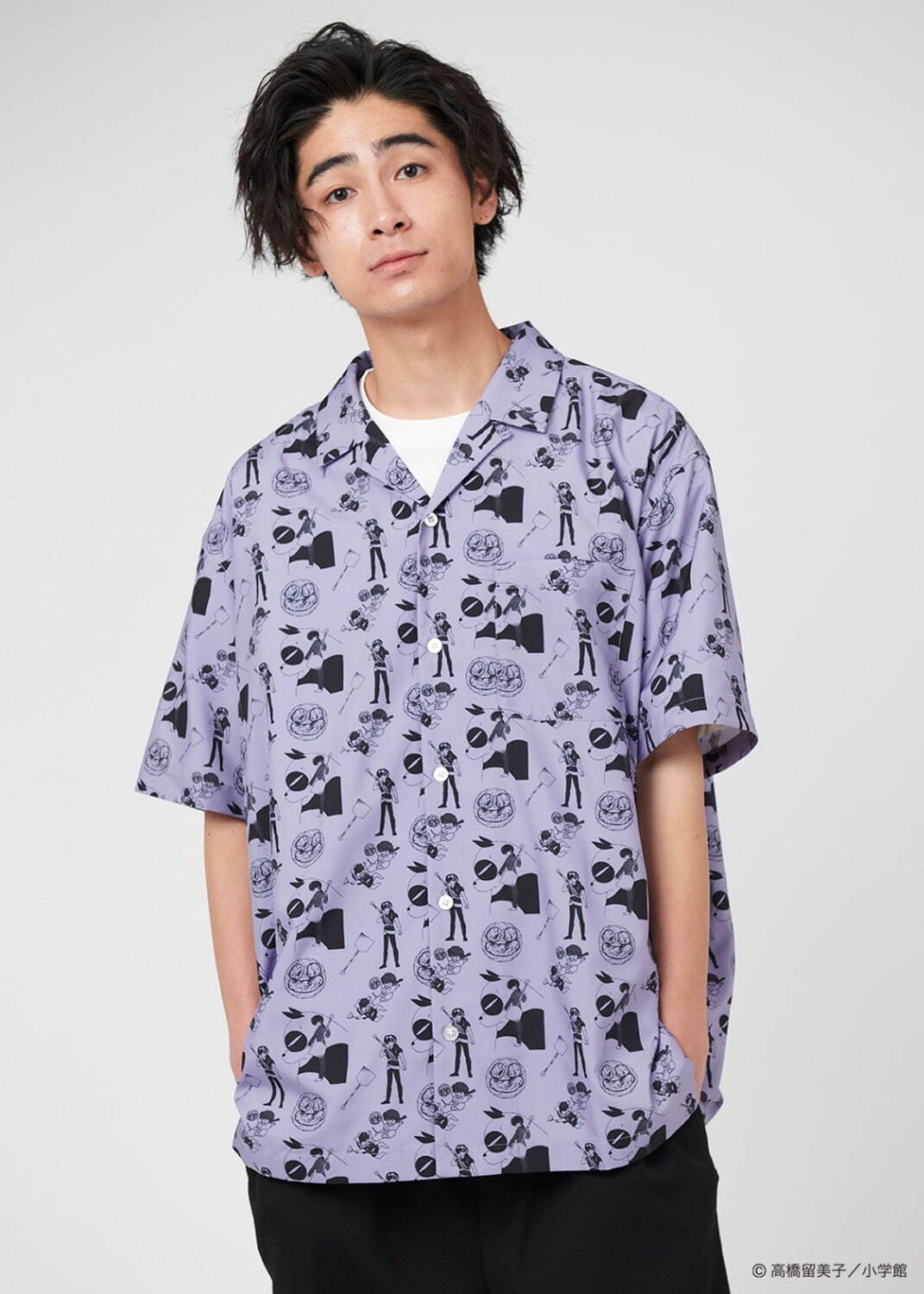 らんま2/1  グラニフ　呪泉郷パターン　オープンカラーシャツ　Sサイズ
