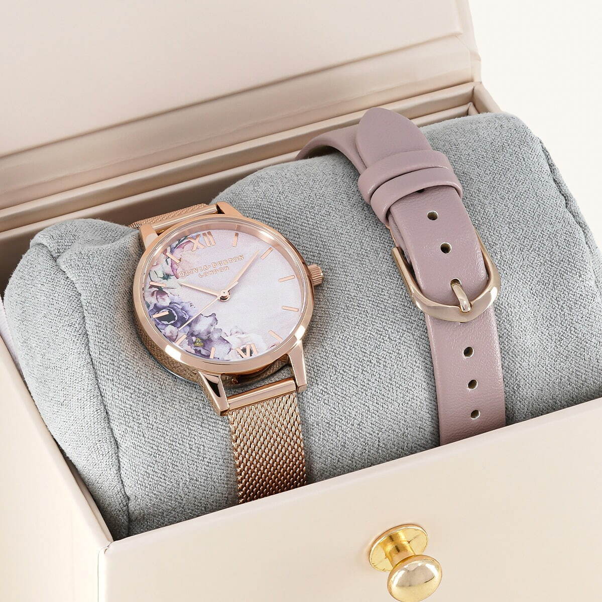 オリビア・バートン新作腕時計、水彩画のフラワープリント