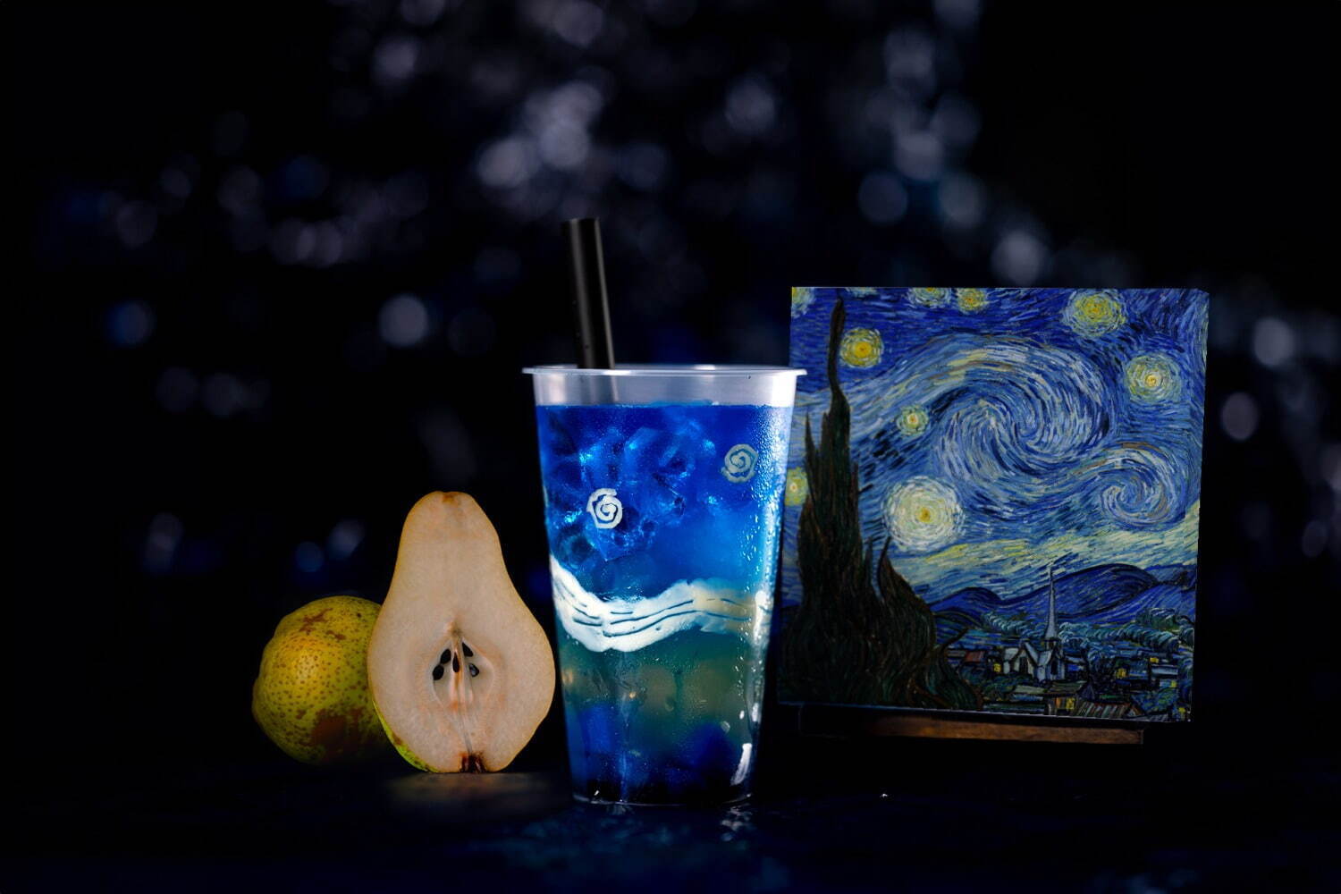 名画を飲む！？ゴッホ《星月夜》モチーフの夏ドリンクが大阪で、シャリシャリ氷×2種の洋梨ゼリー｜写真1