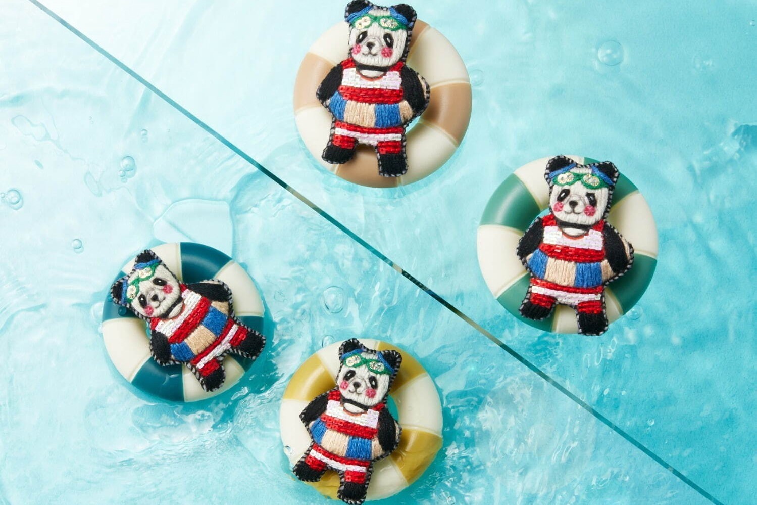 “水泳の世界大会記念”水泳パンダブローチ＆キャラメルケーキ缶