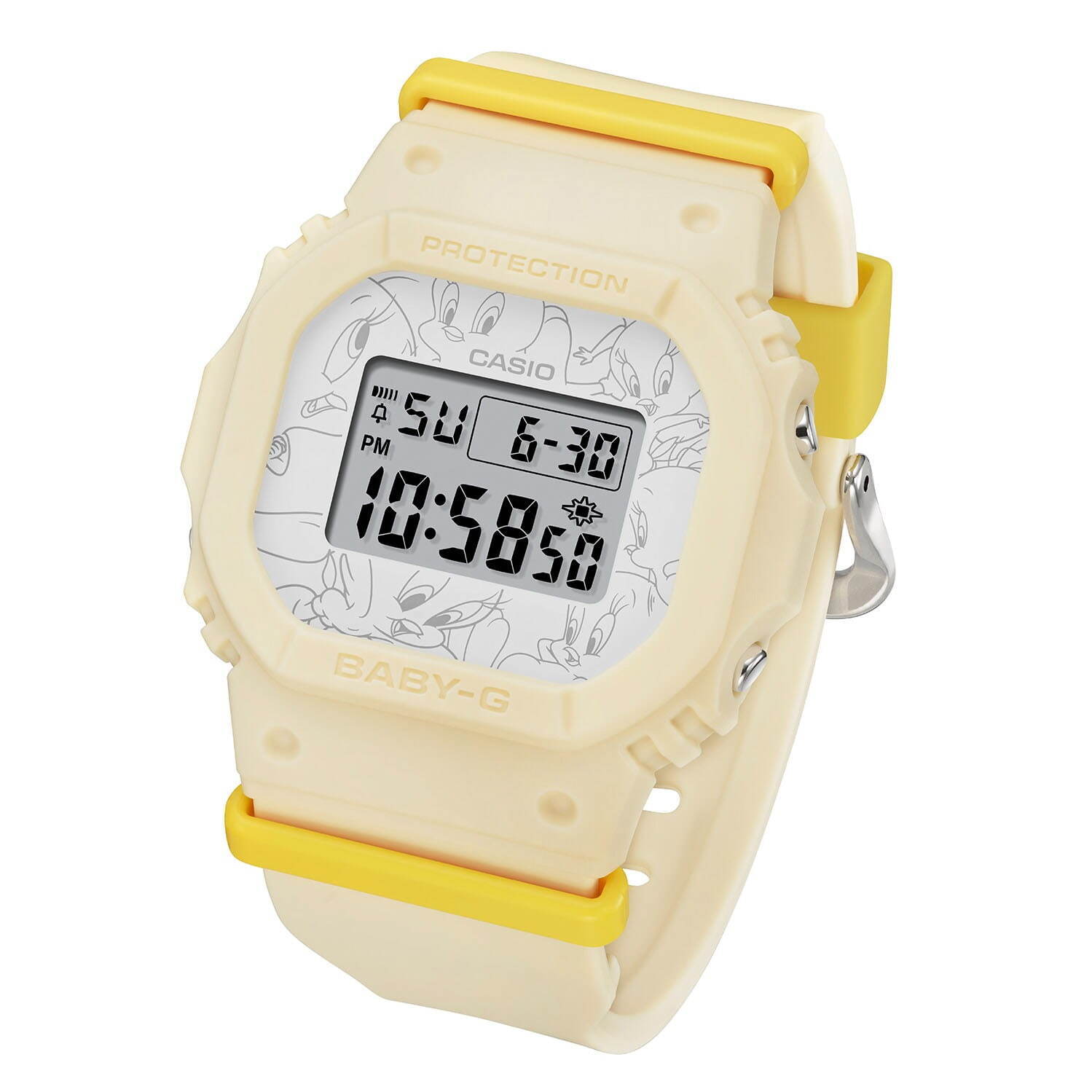 BABY-G×トゥイーティーの腕時計「BGD-565TW」レトロなイエロー