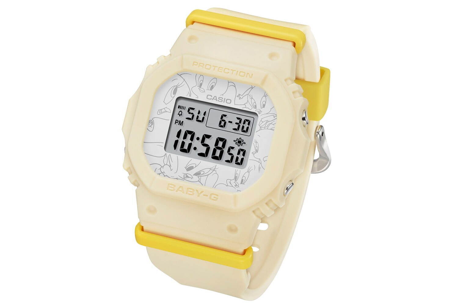 スナイデル「BABY-G」コラボ腕時計、ピンクベージュのボディ×ライム