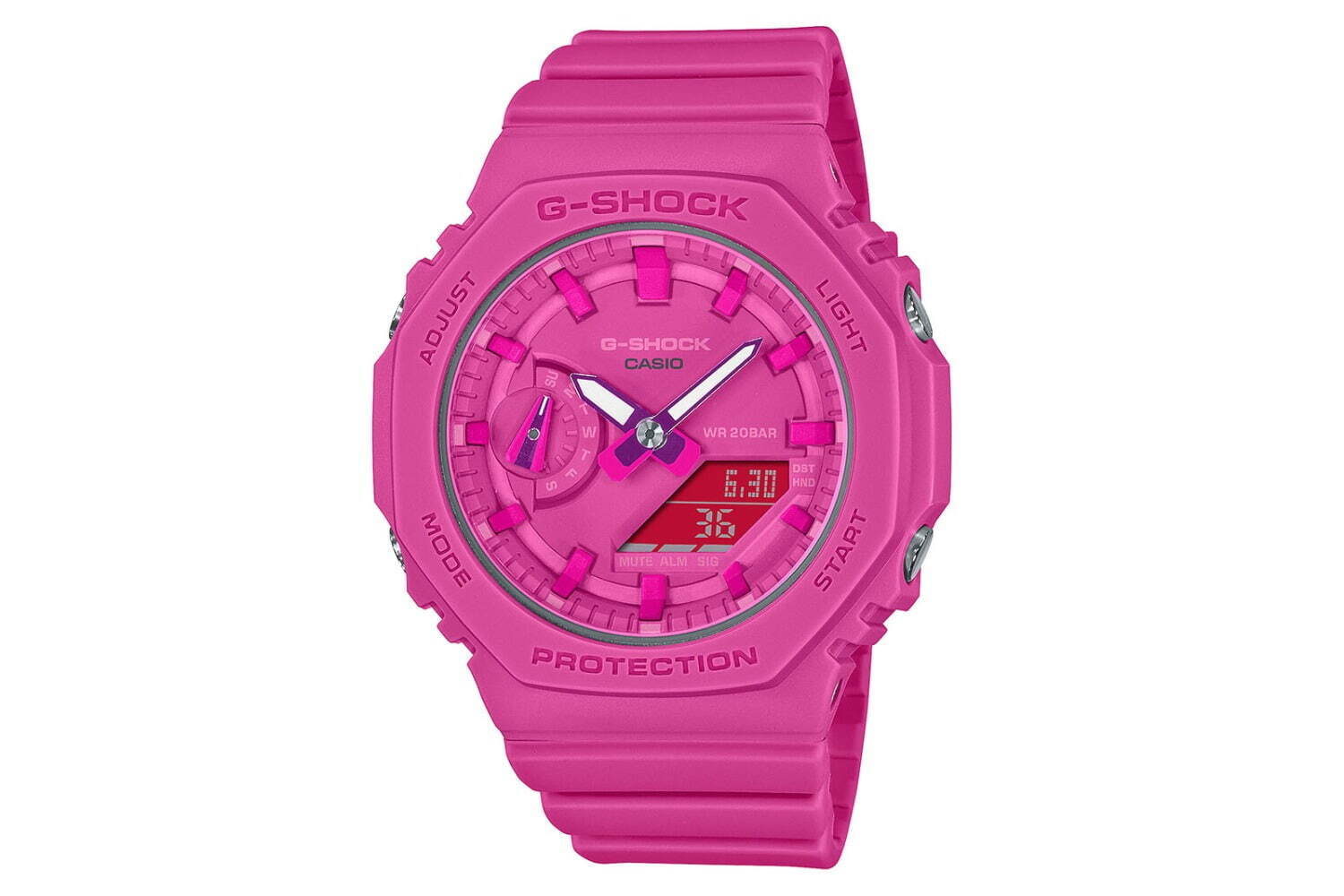 G-SHOCKの新作腕時計、オールピンクに仕上げたデジタル 
