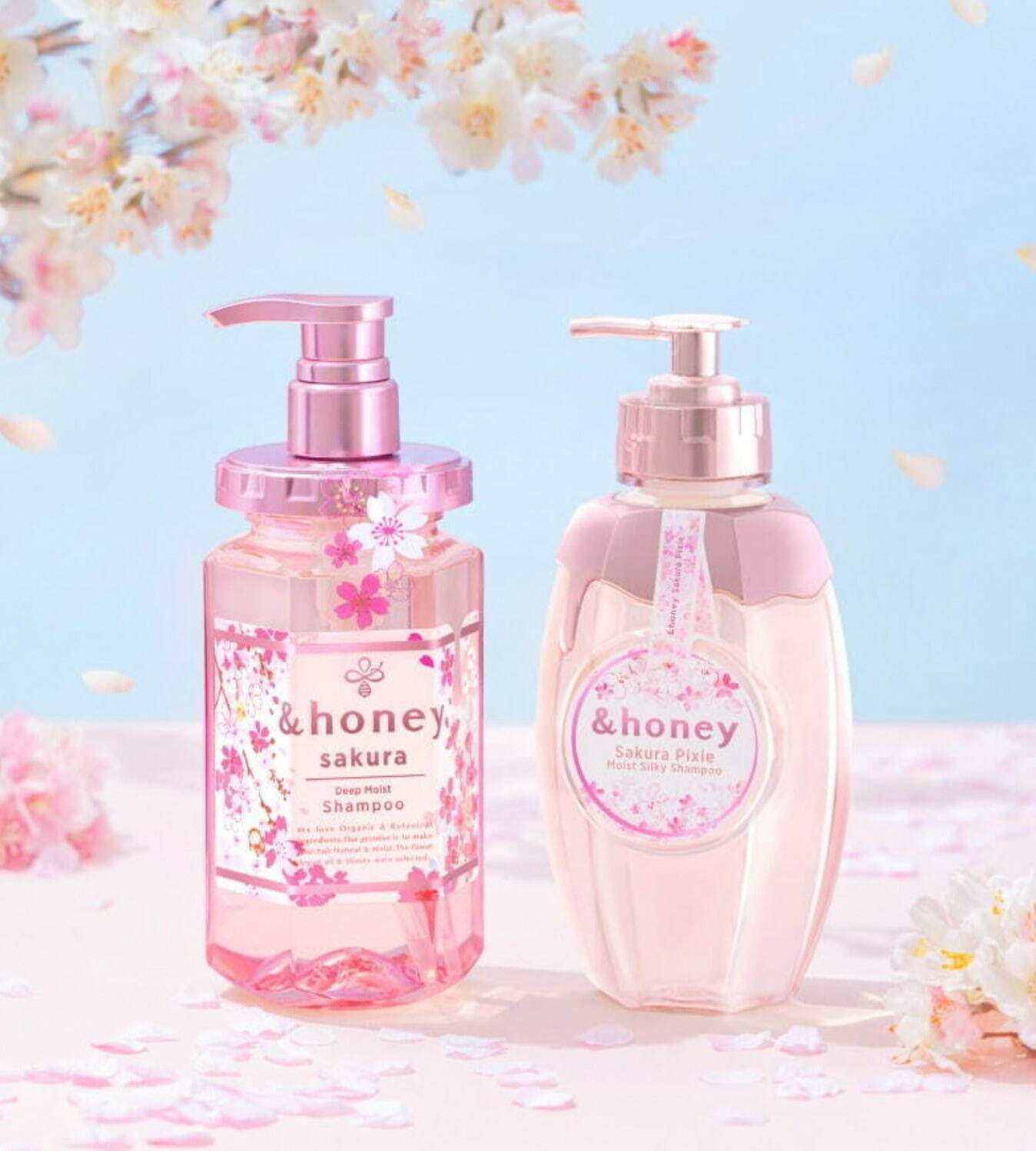 アンドハニー「桜の香り」春限定ヘアケア、“しっとりorサラサラ”の2