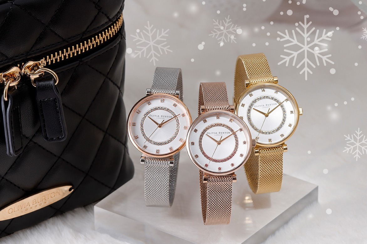オリビア・バートンの23年クリスマス、“クリスタル煌めく”腕時計＆バニティバッグが限定セットに - ファッションプレス
