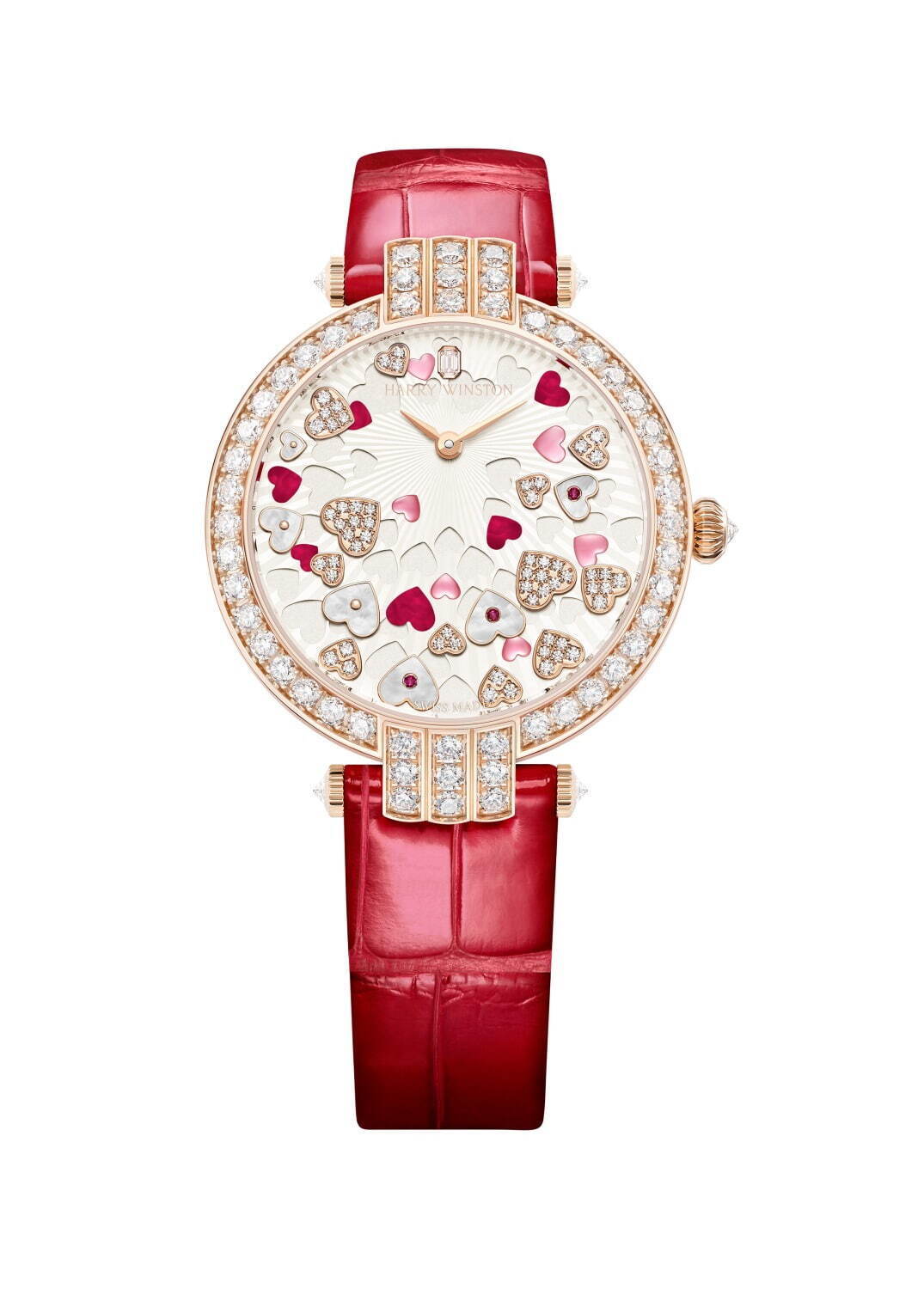 ハリー・ウィンストンのバレンタイン限定腕時計、“煌めくハート”散りばめたダイヤル×ローズゴールドで - ファッションプレス