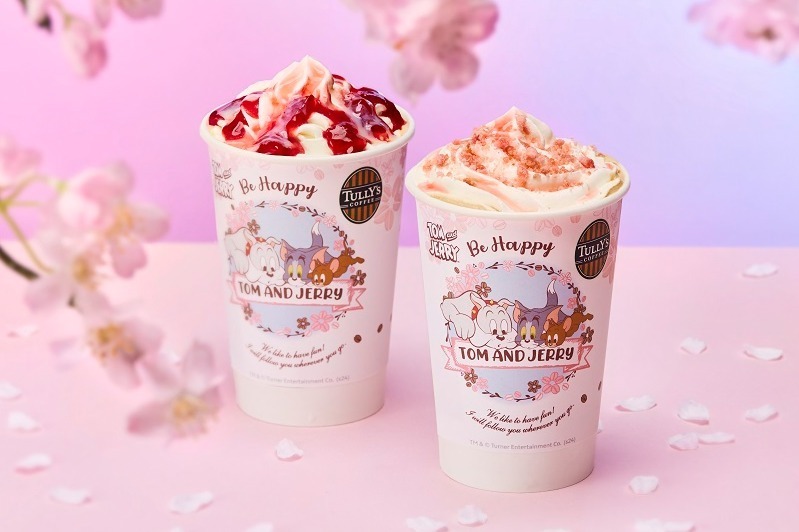 タリーズコーヒー「トムとジェリー」24年コラボ“桜舞う”苺チーズケーキ