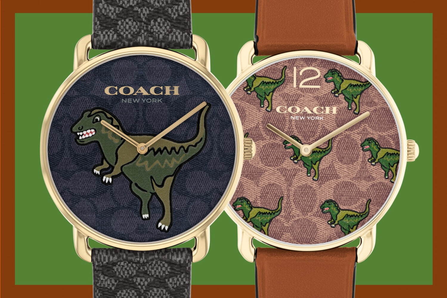 コーチ“恐竜のレキシー”主役の腕時計、ポップな総柄デザインに上品 