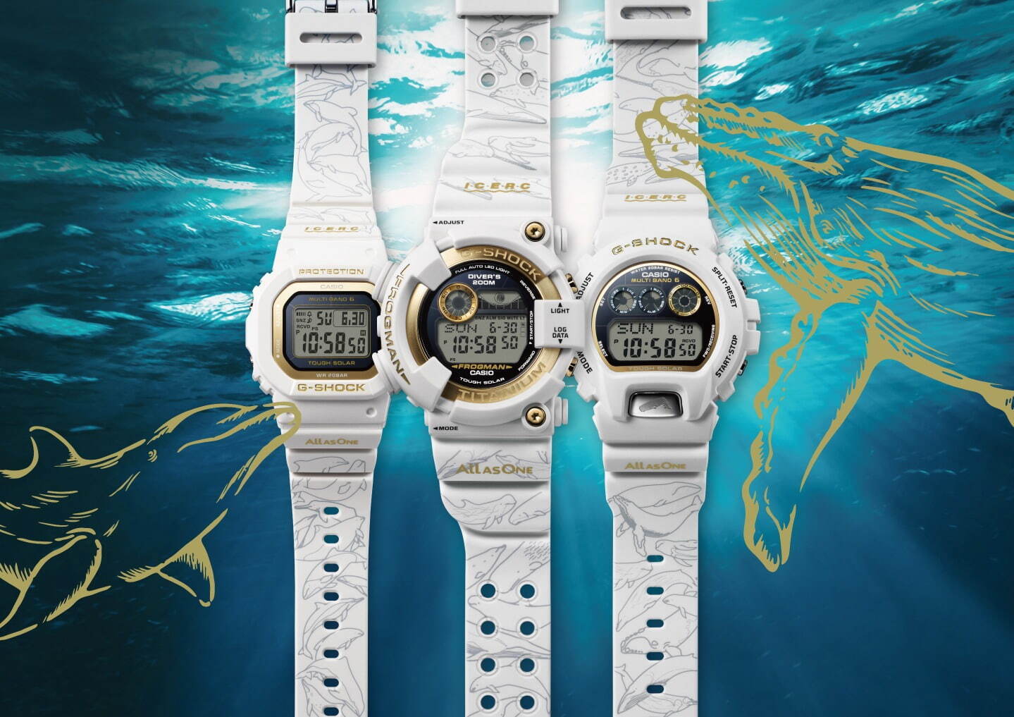G-SHOCKから“イルカ＆クジラ”モチーフの腕時計、夏らしい爽やかなホワイトボディ｜写真1