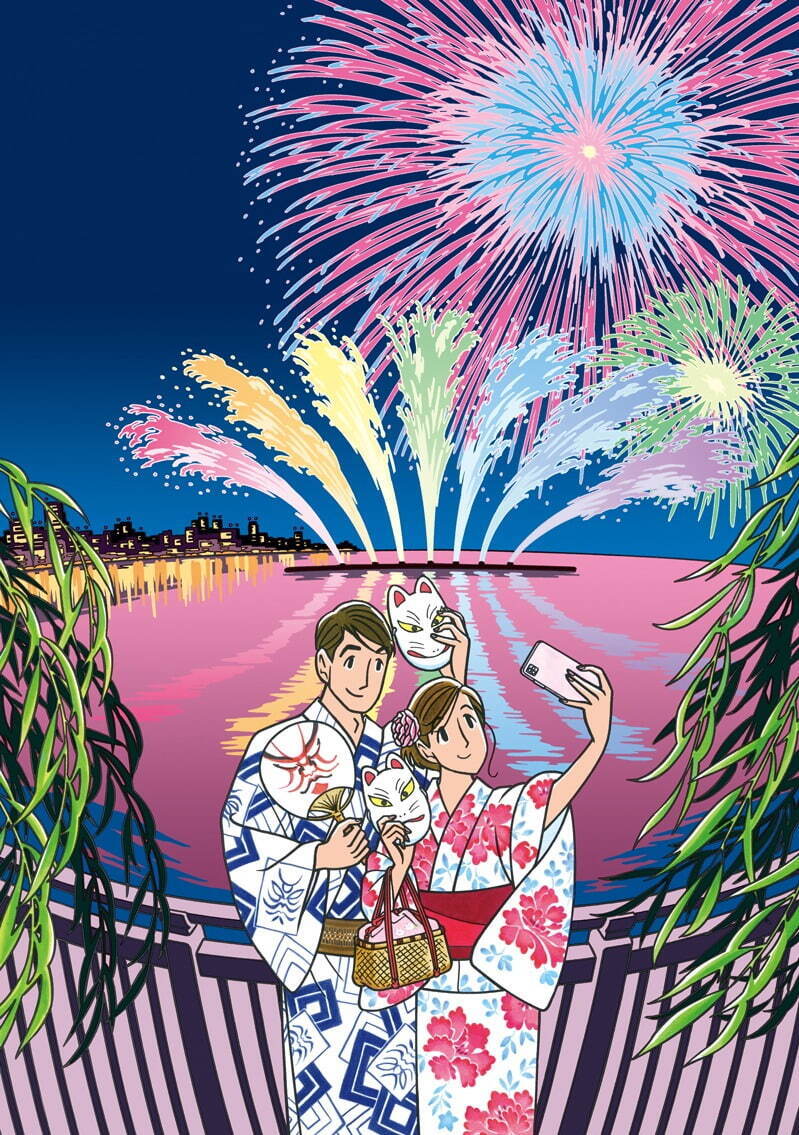 「シティポップ」テーマの花火大会が府中・東京競馬場で、14,000発の花⽕と音楽が彩る夏の夜