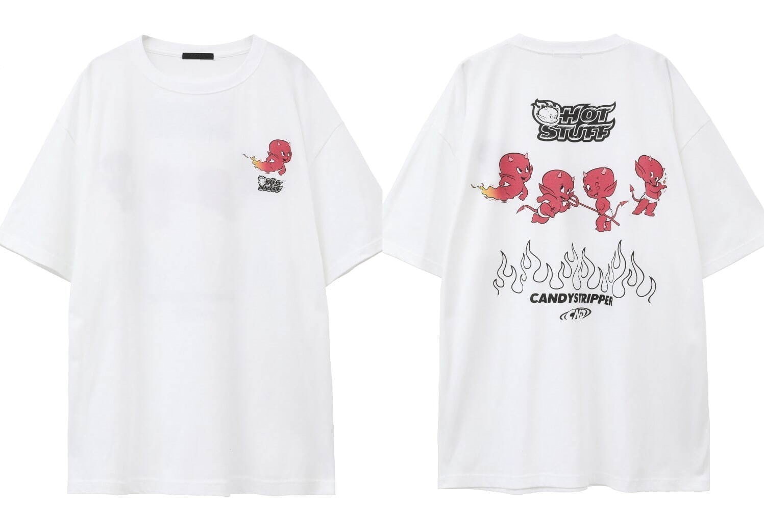 キャンディストリッパー×アメコミ『ホット・スタッフ』真っ赤なデビル＆炎描いたTシャツやリブソックス - ファッションプレス