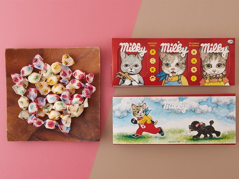 ローソン×ヒグチユウコのコラボ菓子が再販、“猫”を描いた「不二家 ミルキー」＆チョコ入りエンボス缶｜写真2