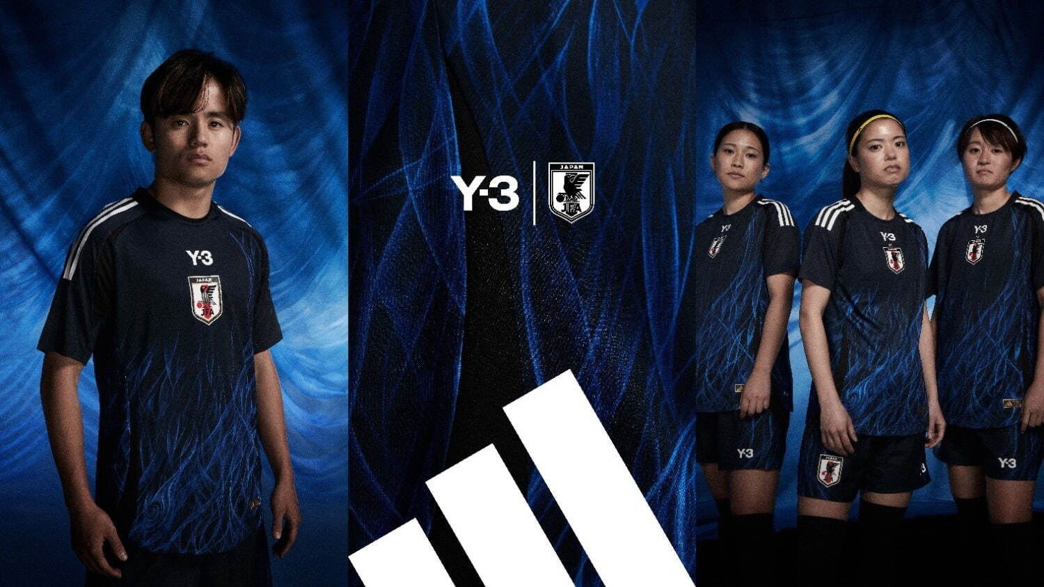 Y-3×サッカー日本代表“炎”テーマのユニフォーム、ホームはダークネイビー＆アウェイは白を基調に｜写真1