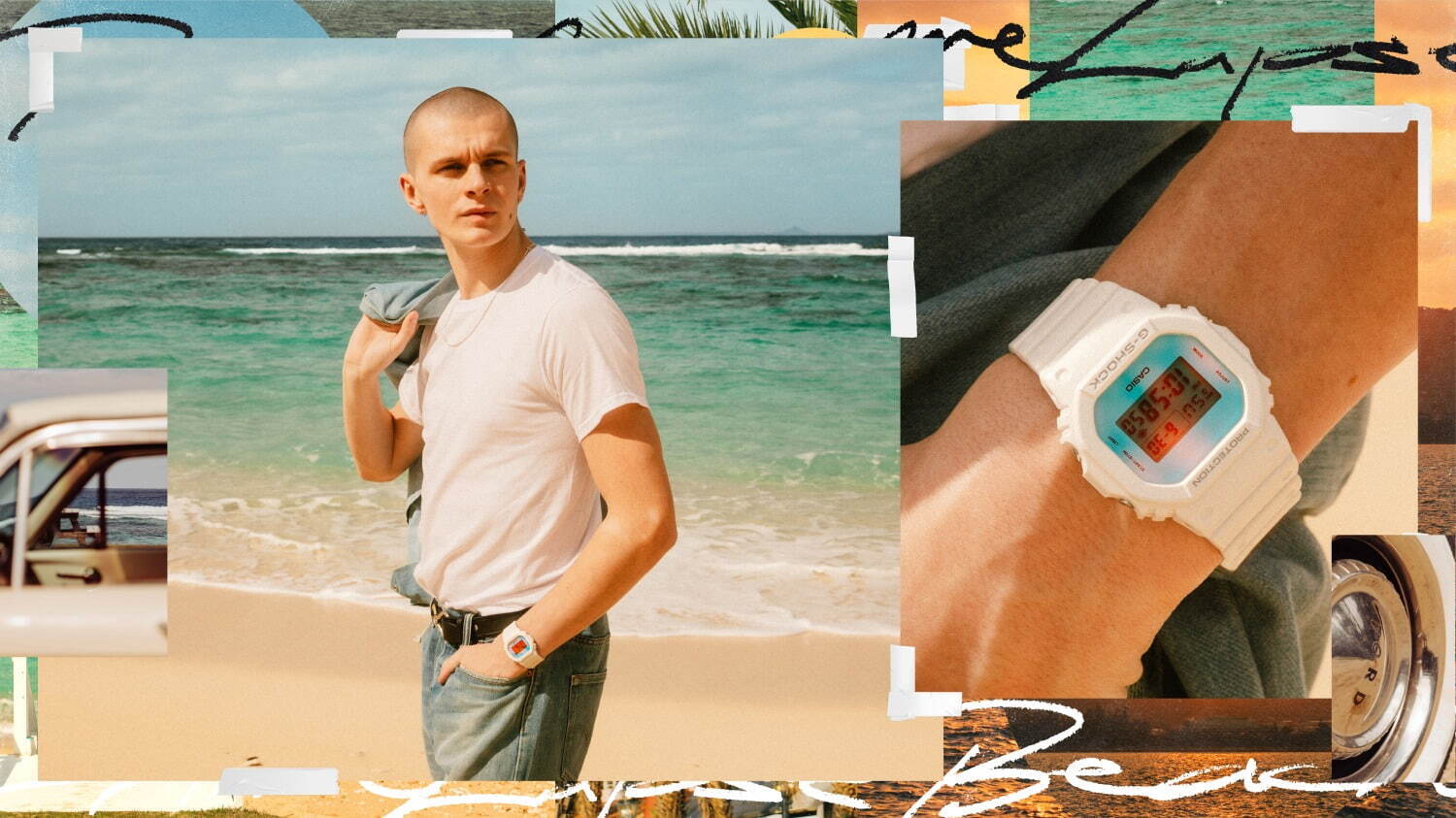 G-SHOCKの腕時計「ビーチタイムラプス」“昼間＆夕暮れの海辺”をグラデーション蒸着ガラスで表現｜写真1