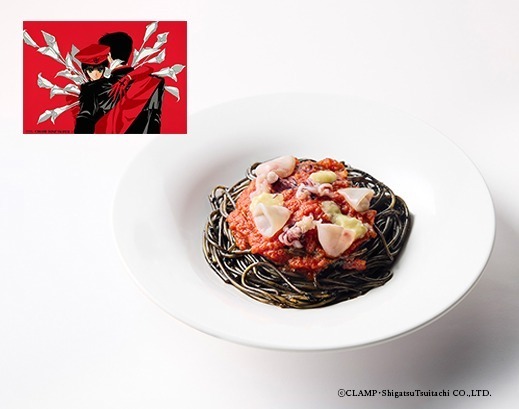 「東京BABYLON」 イカ墨のスパゲッティ ヤリイカとトマトソース にんにくのピューレ 単品1,210円／コーヒーセット1,700円