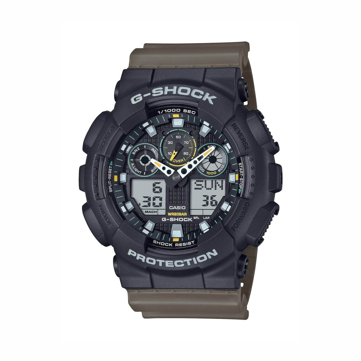 G-SHOCK“ツートンカラー”腕時計、ブラックケースにカーキ＆オリーブグリーンのデジタルウォッチ｜写真3