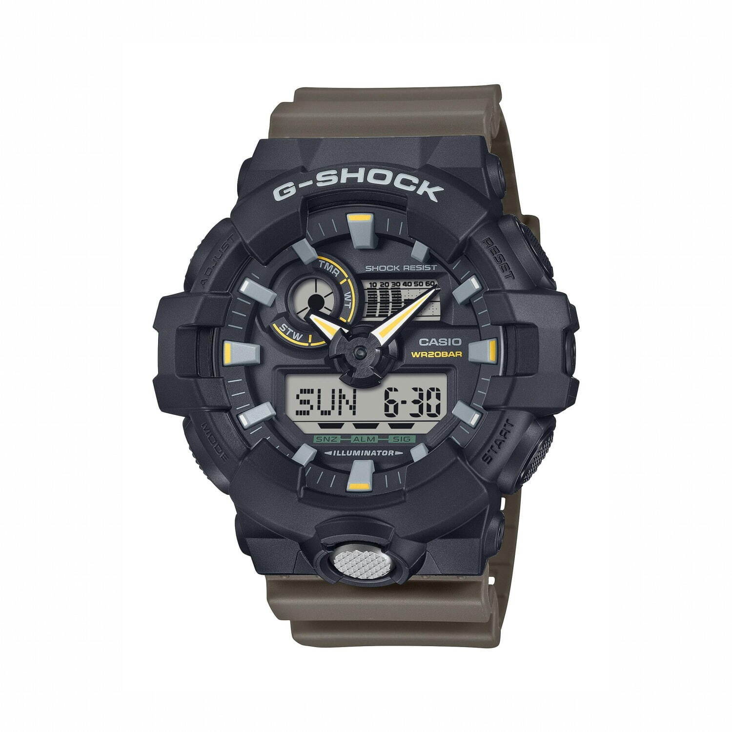 G-SHOCK“ツートンカラー”腕時計、ブラックケースにカーキ＆オリーブグリーンのデジタルウォッチ｜写真6