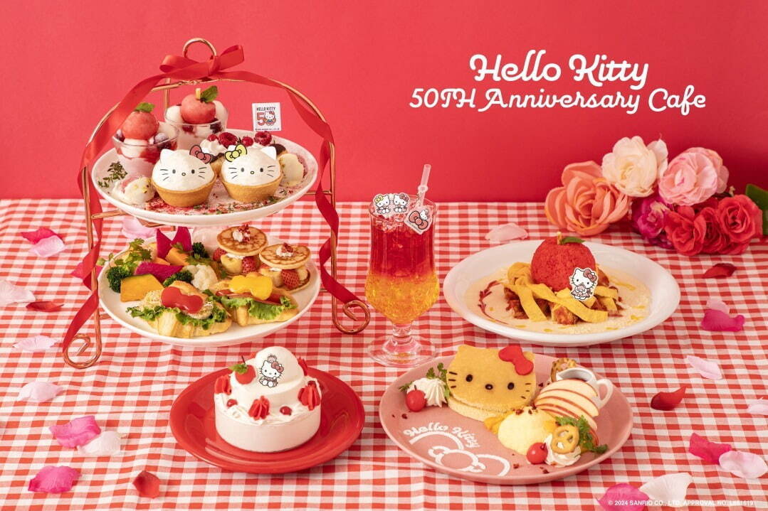 ＜大阪・梅田＞「ハローキティ50周年カフェ」キティ＆ミミィのアフタヌーンティーなど