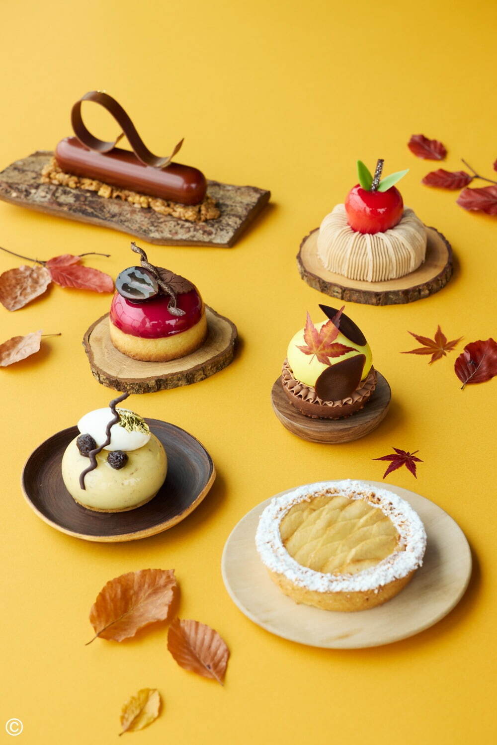 ザ・ペニンシュラ ブティック＆カフェの秋ケーキ、“紅葉”チーズムースや“リスのしっぽ”チョコムース｜写真1