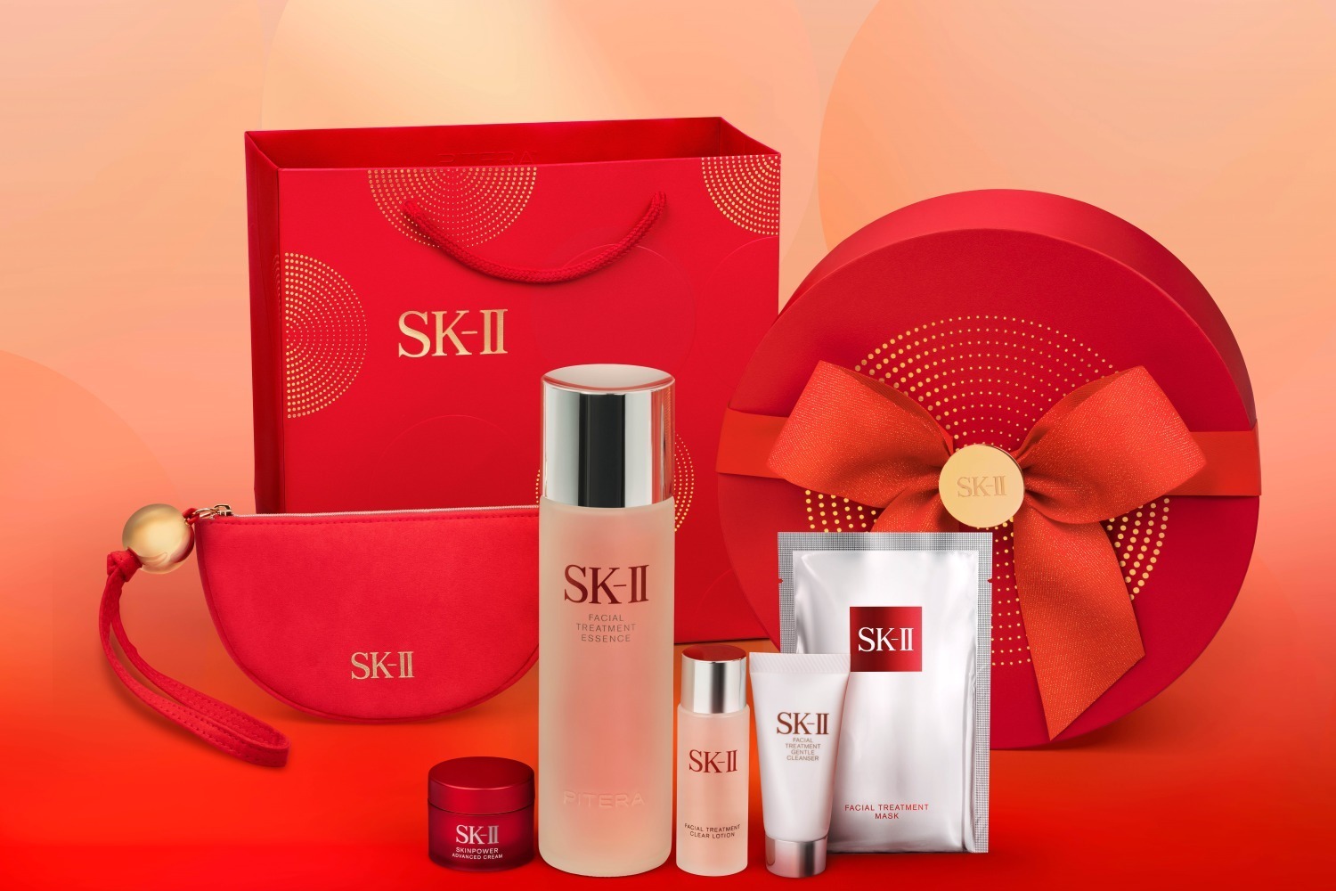 SK-II24年クリスマスコフレ第1弾、真っ赤なポーチ付き！“人気化粧水現品入り”スキンケアキット - ファッションプレス