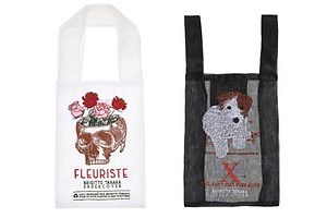 アンダーカバー x ブリジットタナカ“刺繍入り”買い物バッグ、高橋盾の愛犬やスカルをモチーフに