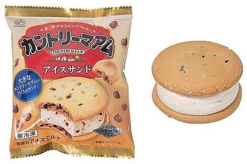 「不二家カントリーマアムアイスサンド」チョコチップクッキー入りアイスを大きめクッキーでサンド