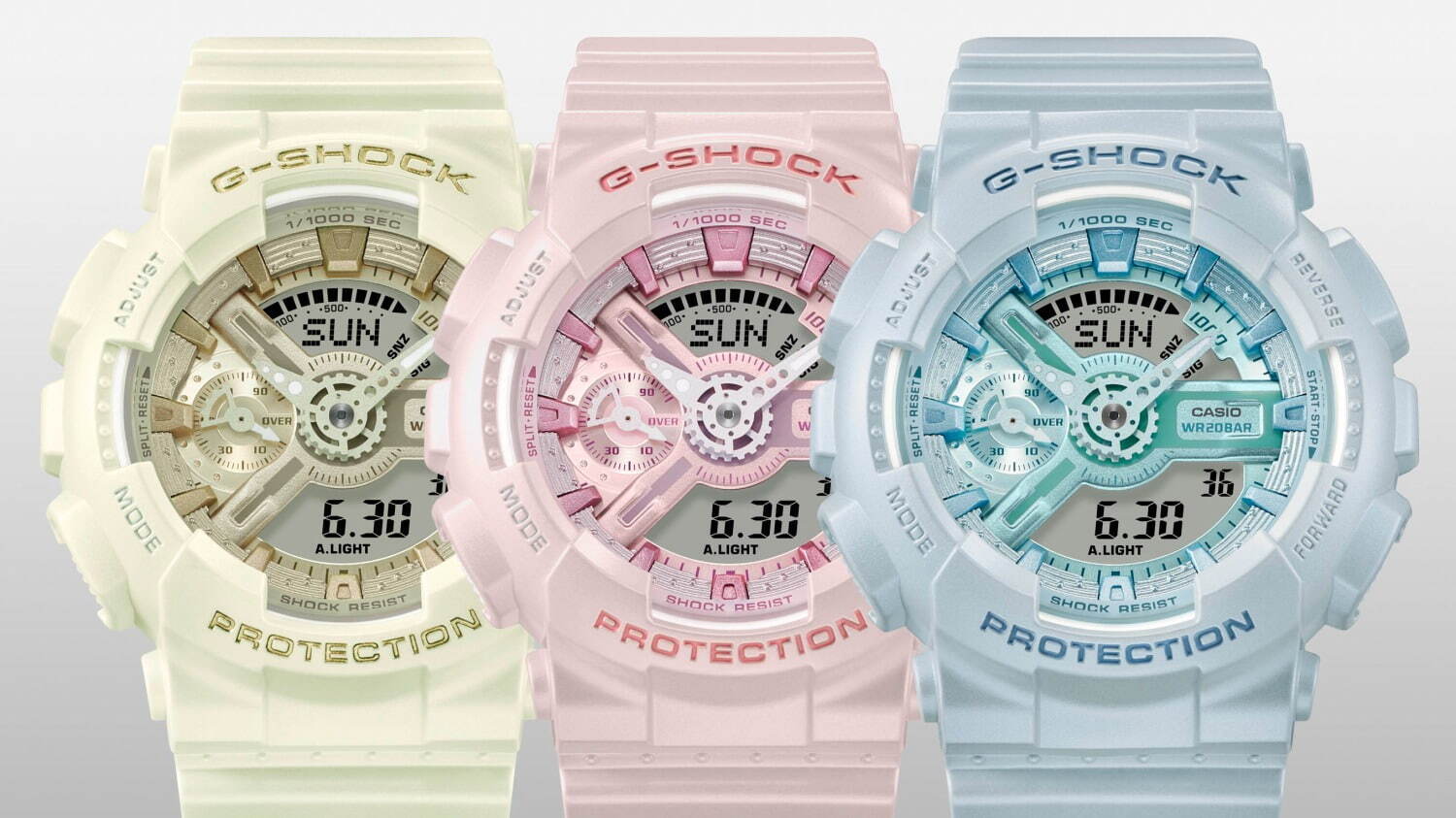 G-SHOCKからシルクのような質感の新作腕時計、偏光パール×ブルーやピンクのワントーンで｜写真2