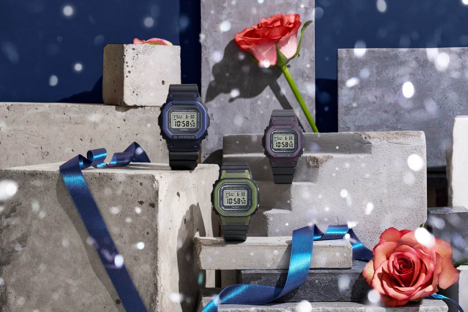 G-SHOCK&BABY-G冬限定スクエアウオッチ、“バラが浮かぶ”LEDバックライト搭載｜写真7