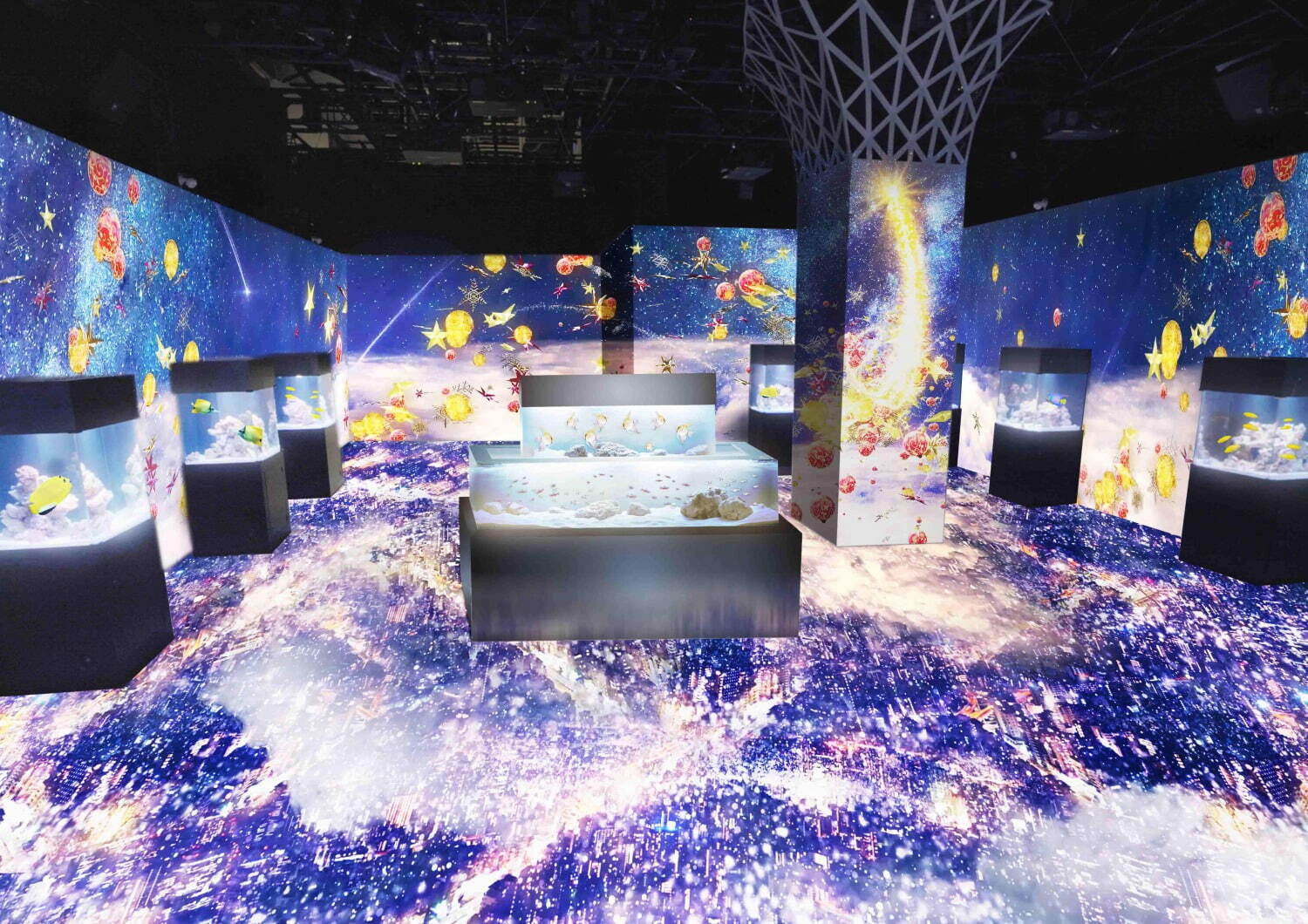 マクセル アクアパーク品川のクリスマスは水族館が“星空の海”に、幻想的なナイトイルカパフォーマンス｜写真4