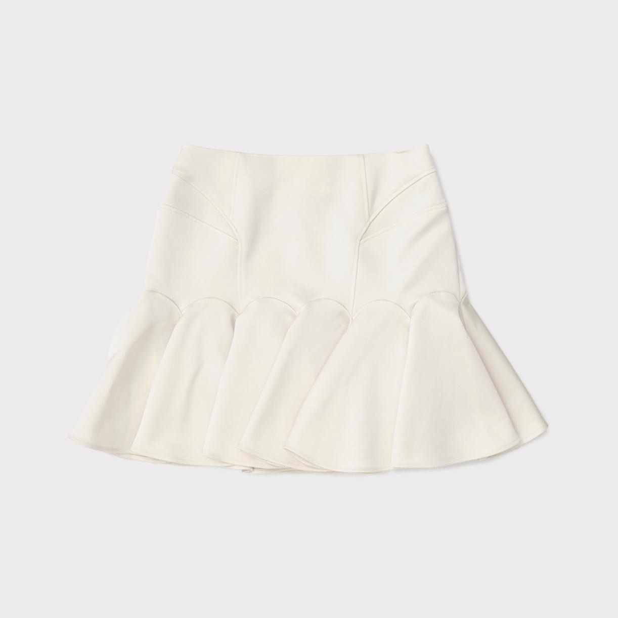 SATIN BARATHEA FRILLED MINI SKIRT 48,400円