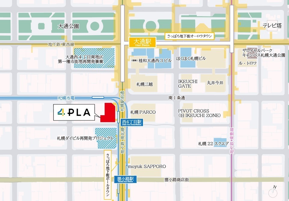 札幌大通の新商業施設「4プラ」4丁目プラザ跡地の複合ビル「札幌4丁目プレイス」に25年春開業｜写真10