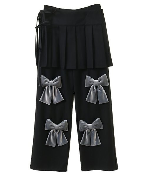 PRECIOUS RIBBON PLEATS WRAP SKIRT LAYERED PANTS 34,100円