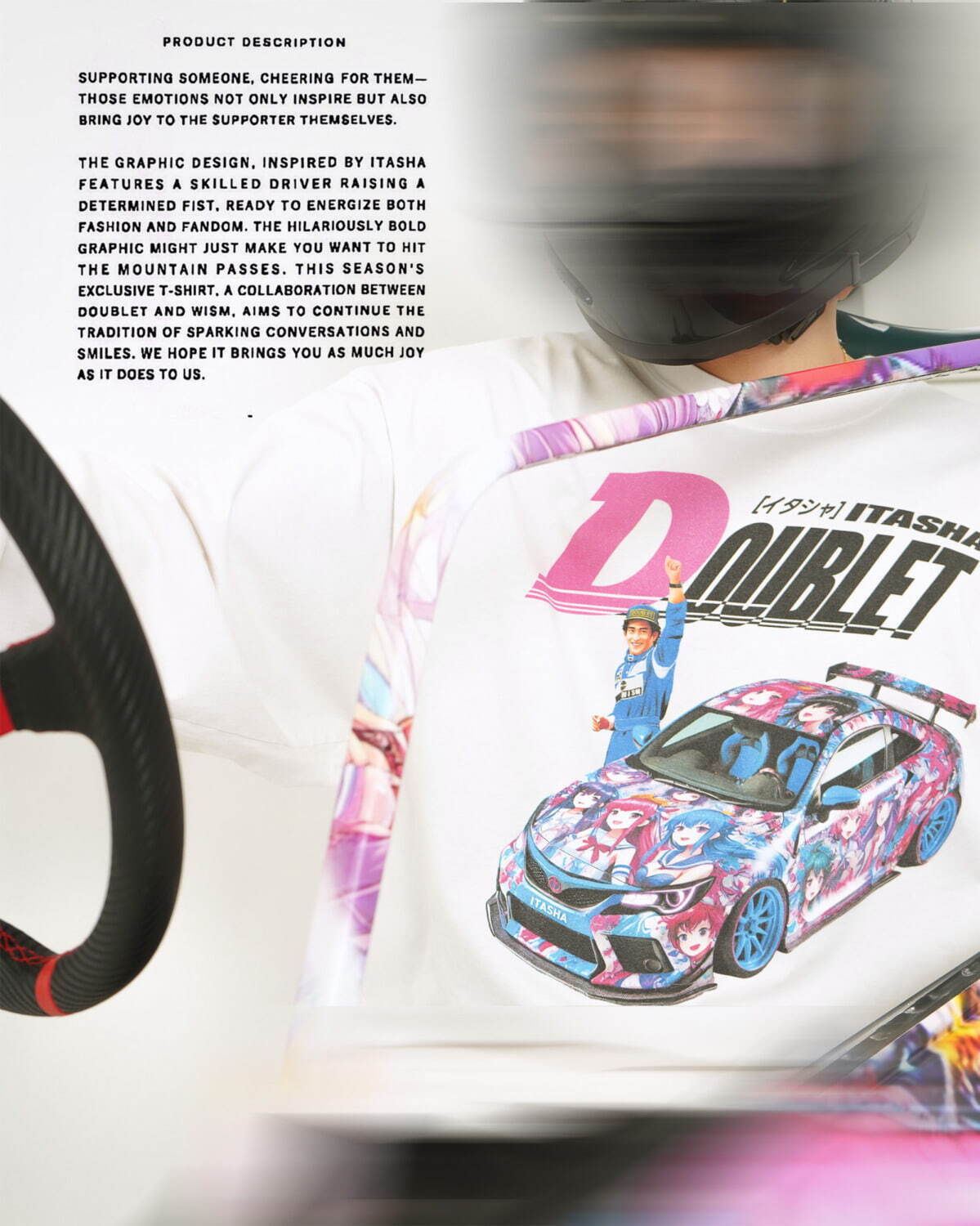 ダブレット×ウィズムのロングTシャツ、推し活をテーマにした“痛車”を大胆プリント｜写真1