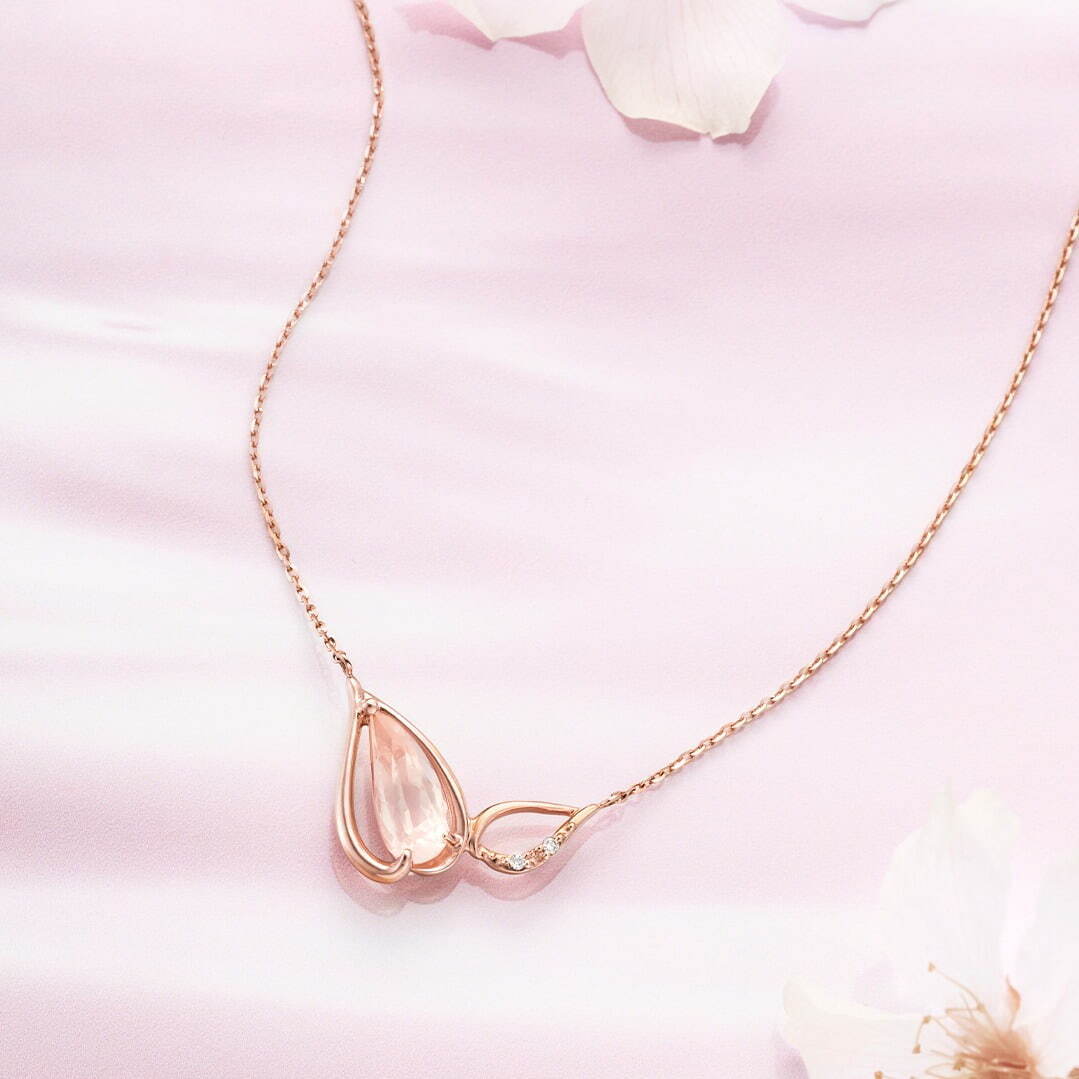 ネックレス K10PG / Rose Quartz / Diamond 49,500円