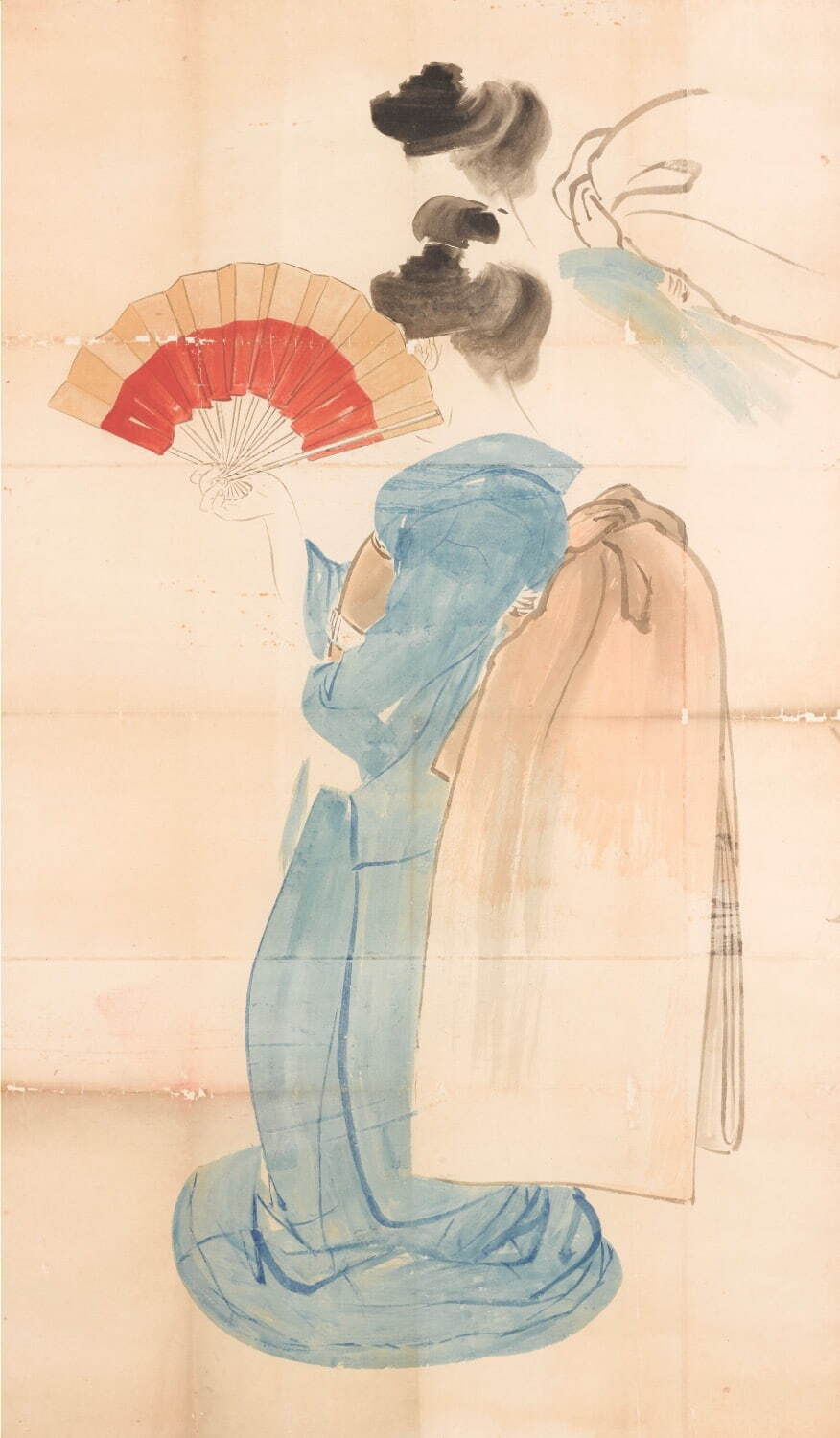 上村松園 「竹内栖鳳筆《アレ夕立に》」模写
明治42年(1909年) 松伯美術館蔵