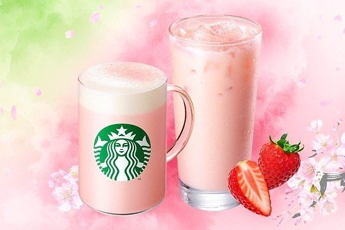 スターバックス新作「いちご 桜 ソイ ラテ」甘酸っぱい苺ソース×まろやかソイミルクの桜色ドリンク